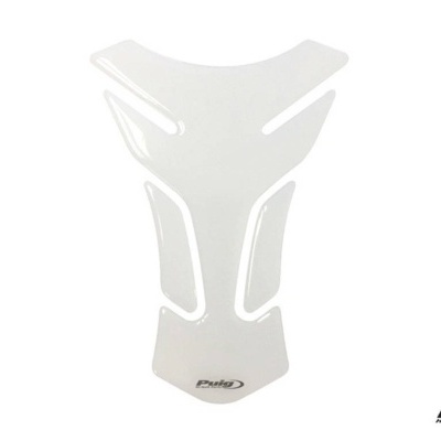 Protector de depósito adesivo branco para moto com logotipo Puig