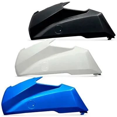 Tampas laterais para motocicleta em preto, branco e azul