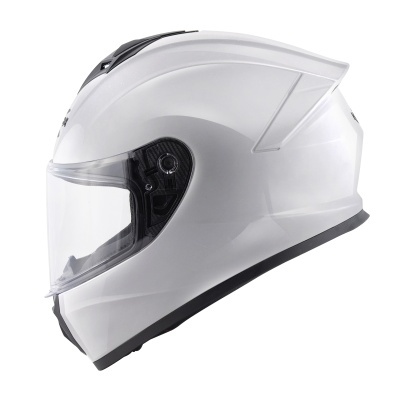 Capacete integral branco com viseira transparente