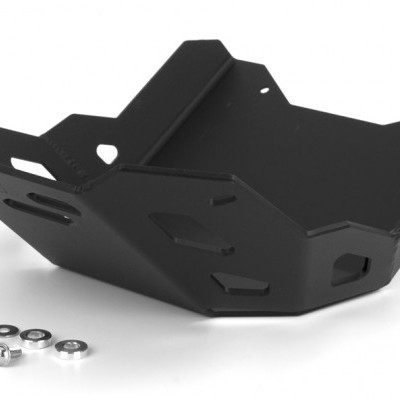 Protetor de cárter preto fosco com parafusos e anilhas