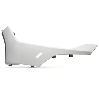 Painel lateral branco de motocicleta em fundo branco