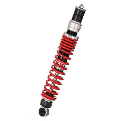 Amortecedor automóvel com mola vermelha e corpo metálico