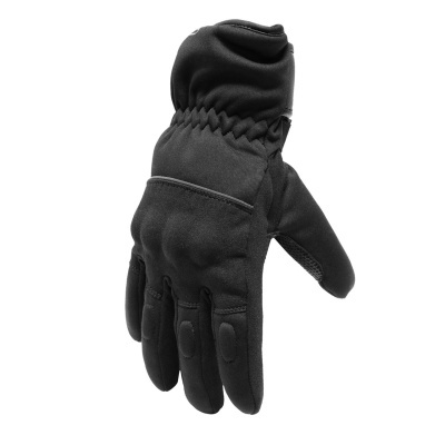 Luvas pretas de tecido para frio com punho elástico