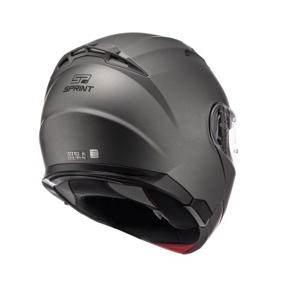 Capacete de motocicleta cinza mate com visor transparente