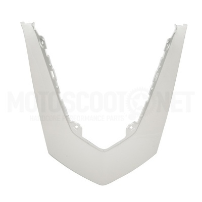 Peça plástica branca em formato V com encaixes laterais