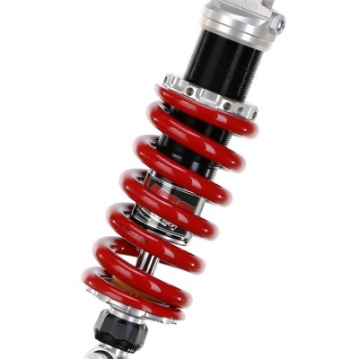 Amortecedor com mola vermelha e corpo preto e prateado