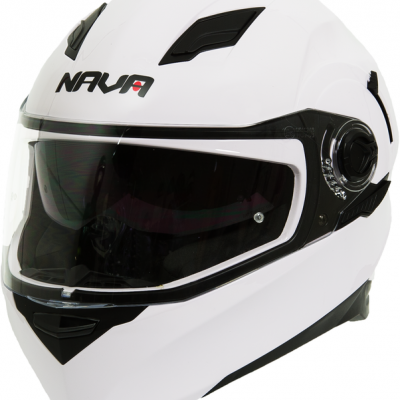 Capacete integral branco para moto com viseira e detalhes em preto