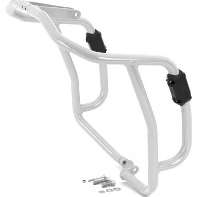 Suporte de bagagem para bicicleta branco com parafusos e proteções pretas