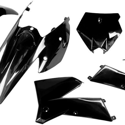 Conjunto de peças plásticas para moto pretas com acabamento brilhante