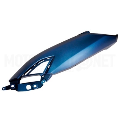 Carenagem azul metálica para mota com recorte triangular