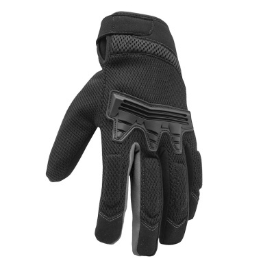 Luva preta têxtil com detalhes em borracha e fecho de velcro