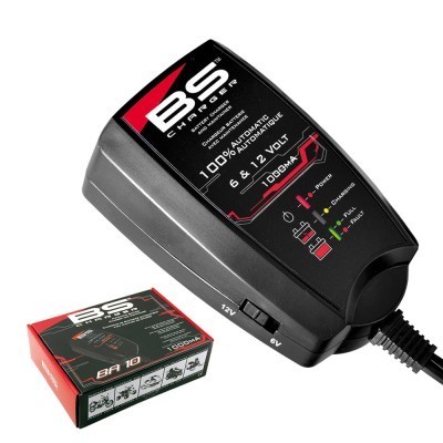 Carregador BS Charger BA10 preto com caixa vermelha e preta