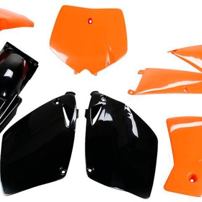 Peças plásticas para carenagem de mota em laranja e preto