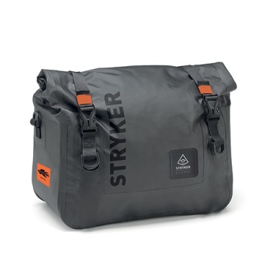 Bolsa impermeável preta STRYKER com fivelas e detalhes laranja