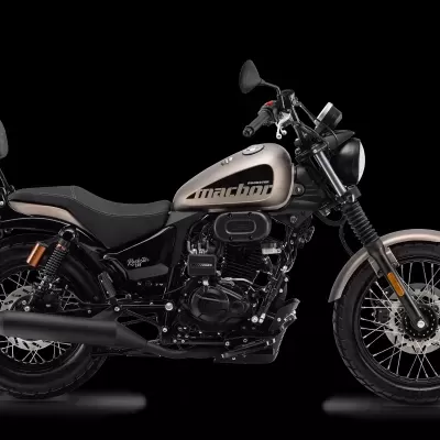 Motociclo Machel bege e preto com assento preto