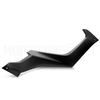 Peça preta em plástico fosco para motocicleta com três orifícios de fixação