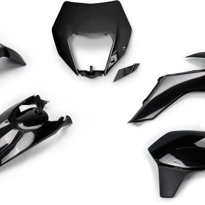 Peças de carenagem de motocicleta em plástico preto brilhante