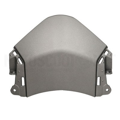 Peça de plástico cinzento fosco com recortes para encaixe