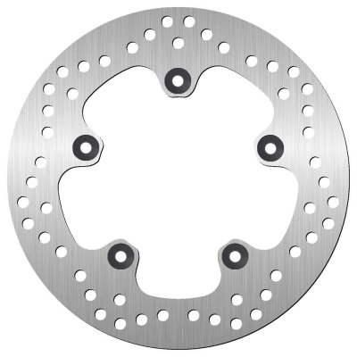 Disco de travão metálico prateado com orifícios