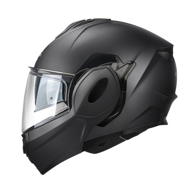 Capacete de motocicleta preto com visor transparente