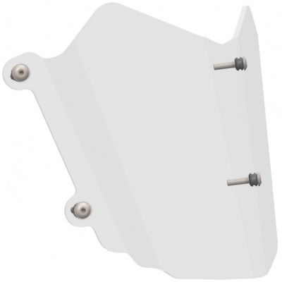 Vidro transparente multifacetado com suportes metálicos