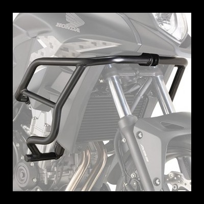 Mota Honda cinzenta com guardas de metal preto frontais