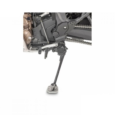 Apoio lateral para motocicleta em metal preto com base cinzenta