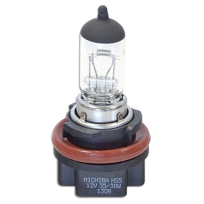 Lâmpada halogénea para automóvel com base preta e bulbo transparente