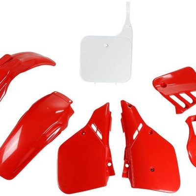 Conjunto de peças plásticas vermelhas para moto com painel branco