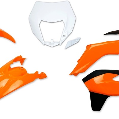 Peças de plástico para mota em laranja, preto e branco