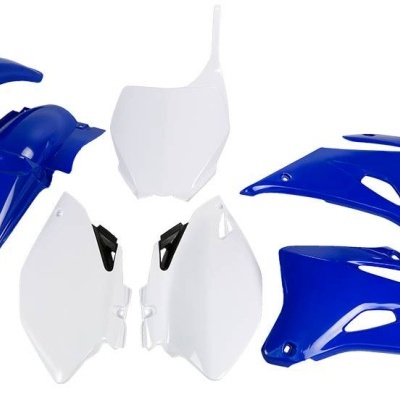 Peças de plástico para moto nas cores azul e branco