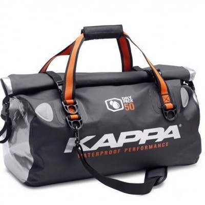 Bolsa desportiva preta e cinzenta impermeável KAPPA com alças laranja