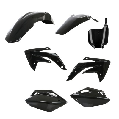 Conjunto de carenagens para moto em plástico preto brilhante