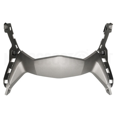 Parte frontal de suporte de plástico para automóvel cinzenta e preta sobre fundo branco