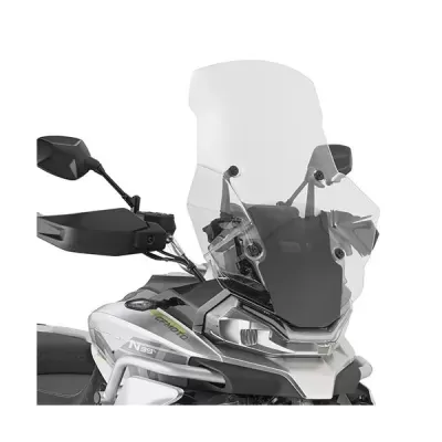 Para-brisas transparente para motocicleta com suportes metálicos e plásticos pretos