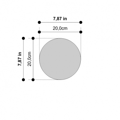 Círculo cinza com 20 cm de largura e altura