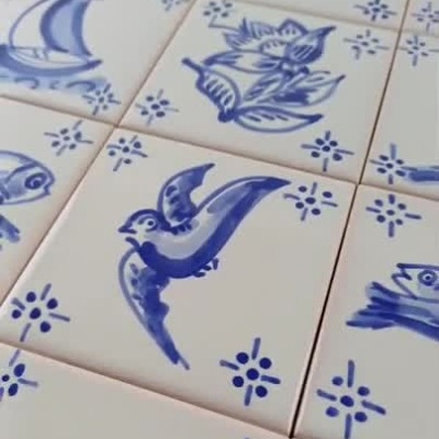 Tile mural composition of 9 replica tiles of 18th century