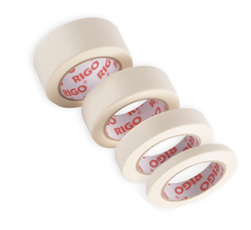 Quatro rolos de fita adesiva branca RIGO de diferentes larguras