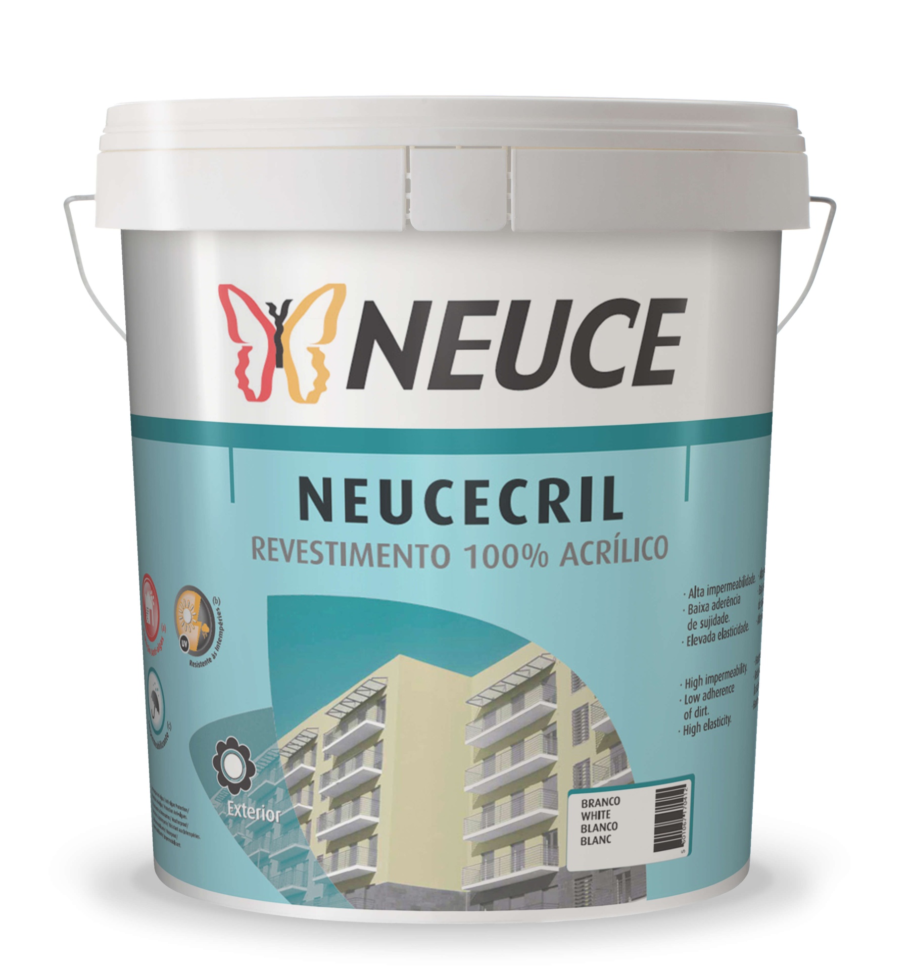 Balde de tinta branco NEUCE NEUCECRIL 100% acrílico para exterior, cor branco