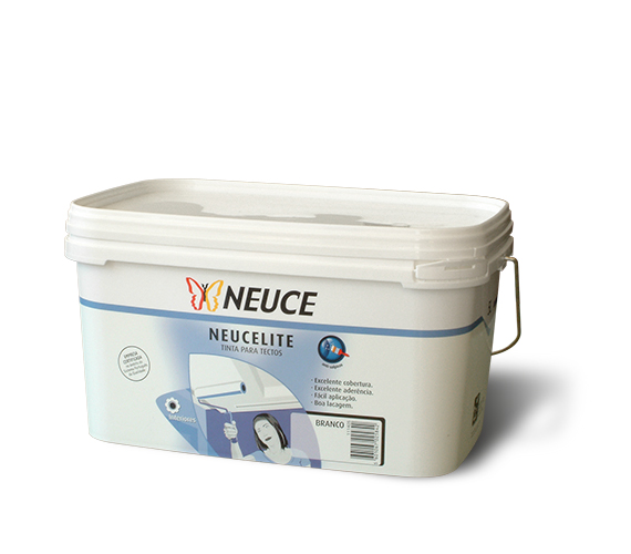 Balde branco retangular de tinta para madeira da marca NEUCE com tampa e alça metálica