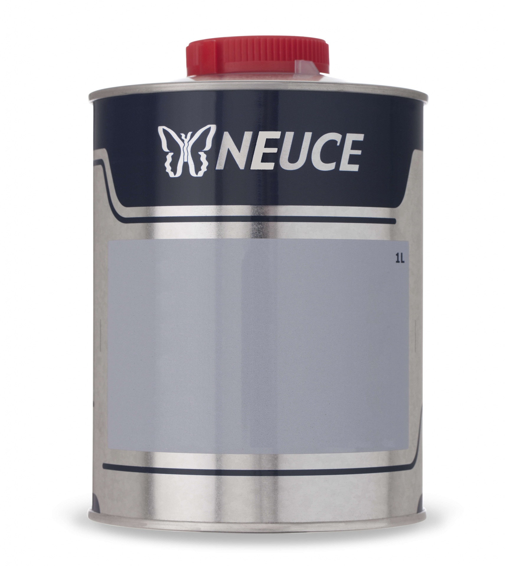 Lata metálica com rótulo NEUCE e tampa vermelha