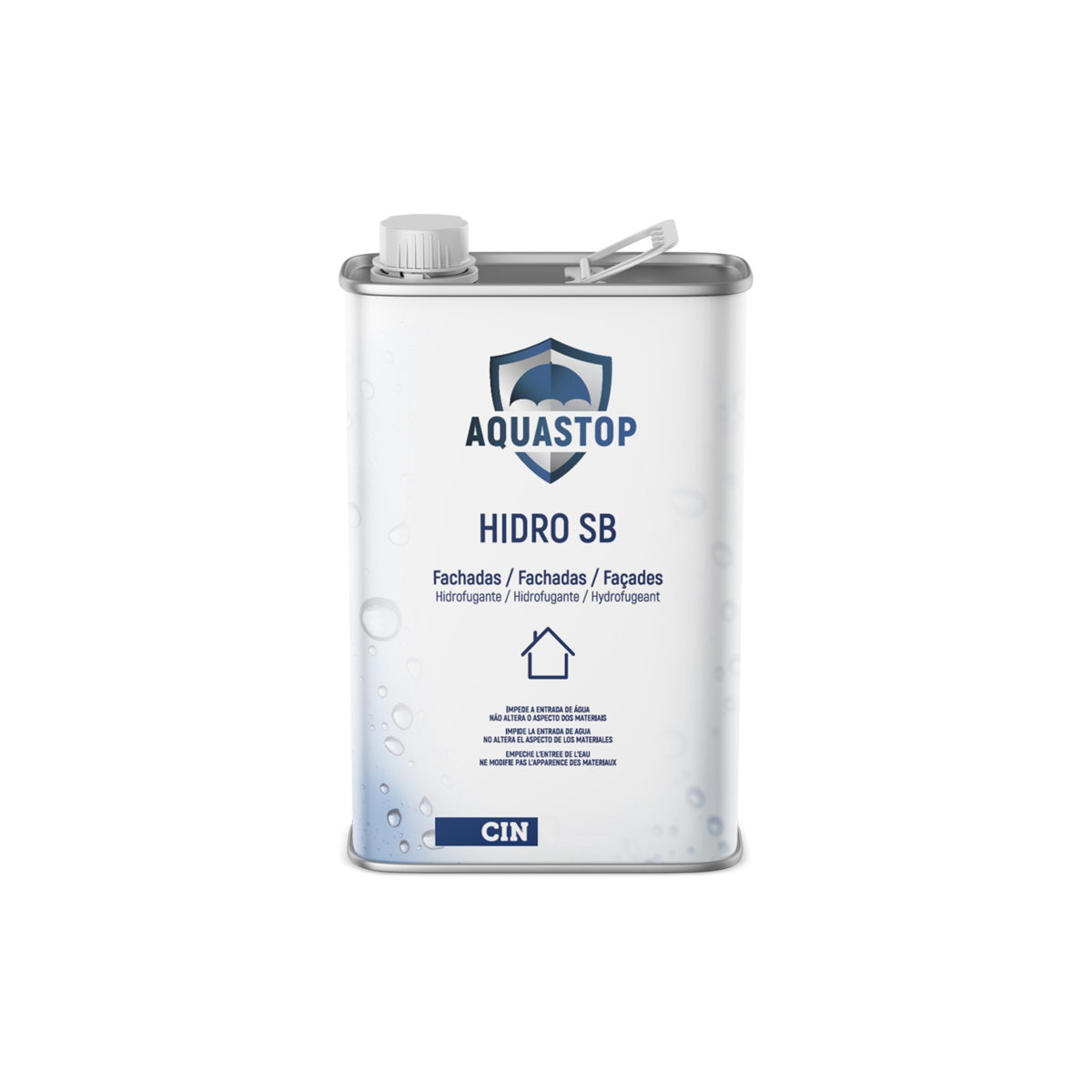 Recipiente metálico branco Aquastop Hidro SB para fachadas, marca CIN