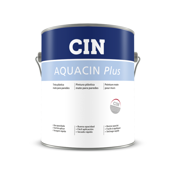 Lata de tinta plástica mate CIN AQUACIN Plus para paredes