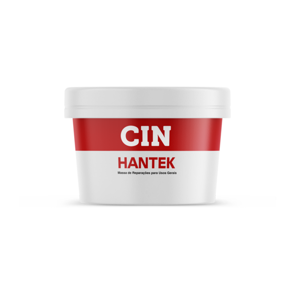 Frasco branco com etiqueta vermelha e branca do produto CIN HANTEK