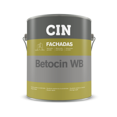 Lata de tinta CIN Betocin WB para fachadas cinza e verde