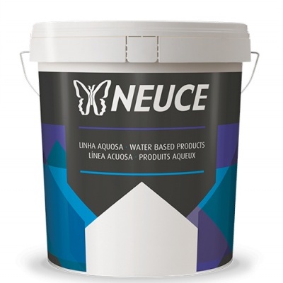 Baldes de tinta à base de água NEUCE com padrões geométricos em azul e preto