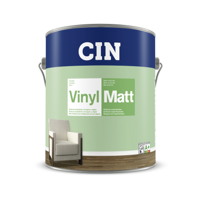 Lata de tinta CIN Vinyl Matt verde e azul com selo A+
