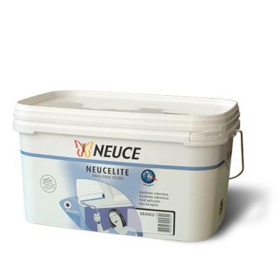 Balde branco retangular de tinta para madeira da marca NEUCE com tampa e alça metálica