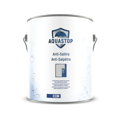 Lata branca de AQUASTOP Anti-Salitre com logótipo CIN