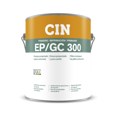 Lata de tinta CIN EP/GC 300 com rótulo colorido e texto multilingue